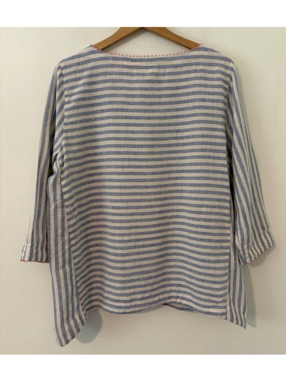 J. Jill Love Linen Embroidered Striped Floral Top Size L - Picture 7 of 13